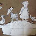 5 Prototype drawings of puppets and pie